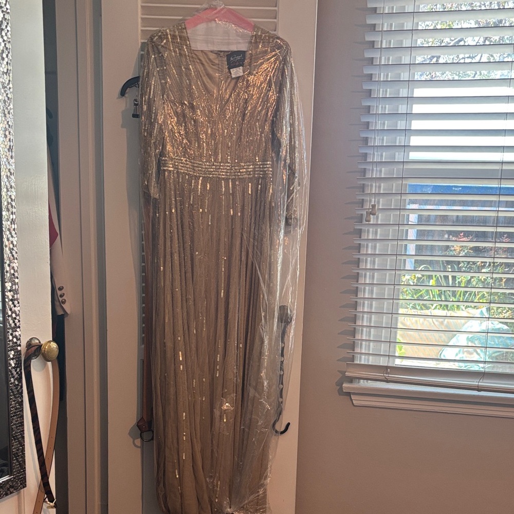 Mac Duggal Champagne Sequin Dress